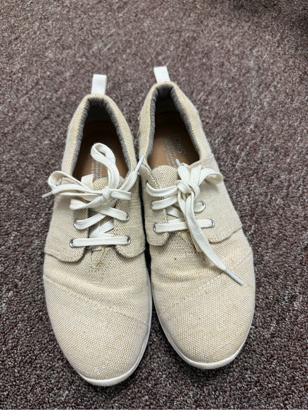 Toms Natural Canvas Lace-Up Sneakers - Cream